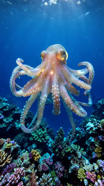 The same octopus scene painted in the photoreal style